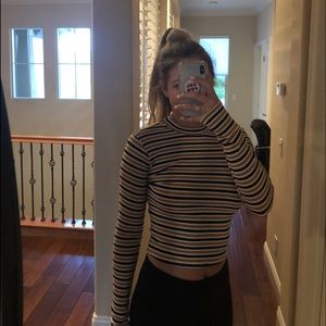 Stripped mock turtle neck